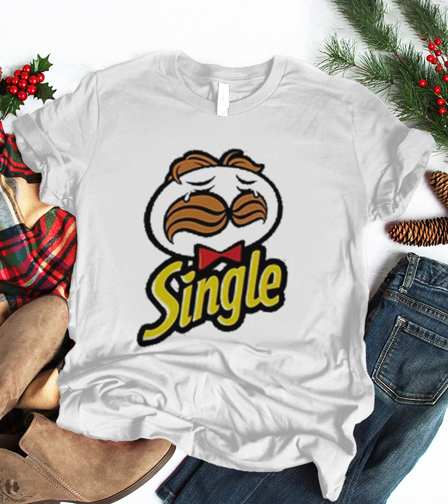 Single Pringle Crying Icon With Mustache And Red Bowtie T-Shirt