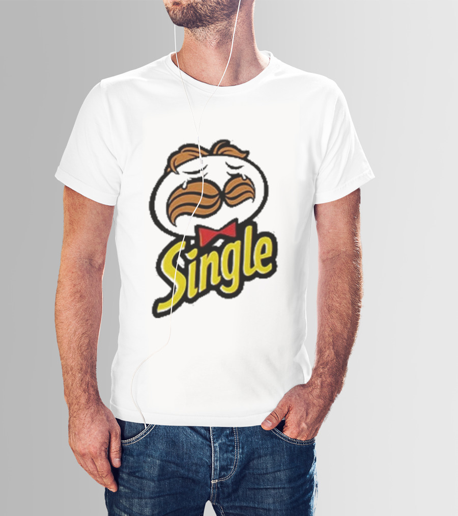 Single Pringle Crying Icon With Mustache And Red Bowtie T-Shirt