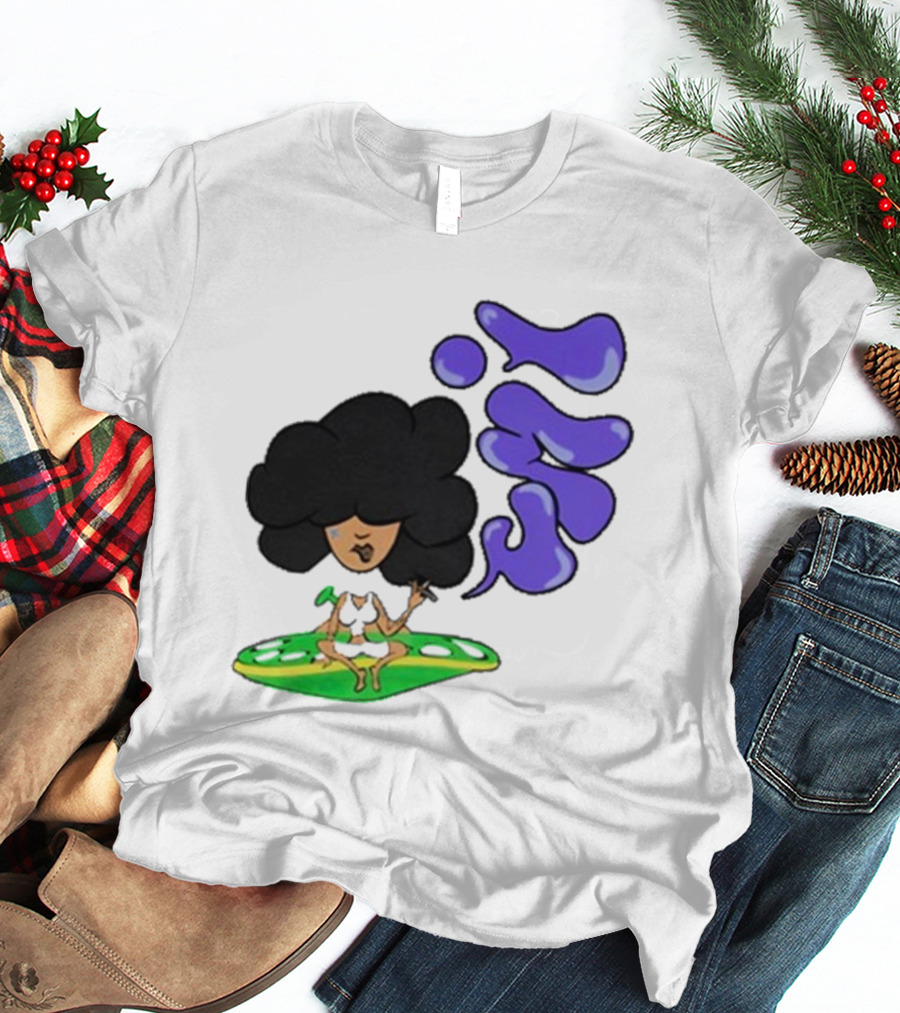 Whoisumi Umi Ufo Smoking Afro Character T-Shirt