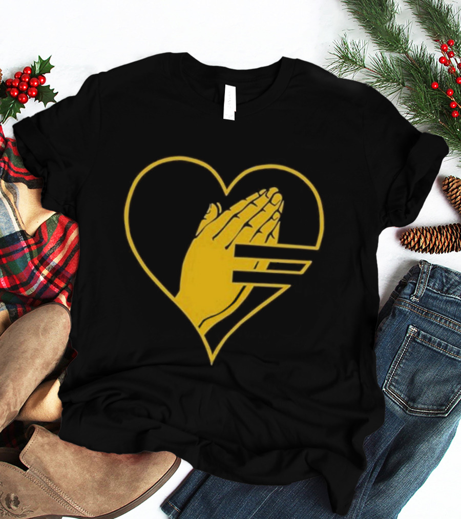 God Is Love Heart Praying Hands Yellow Equality T-Shirt