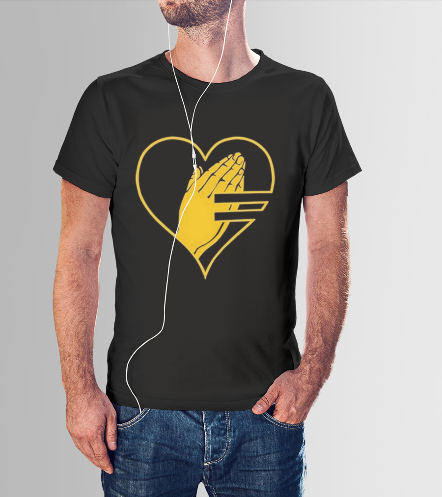 God Is Love Heart Praying Hands Yellow Equality T-Shirt