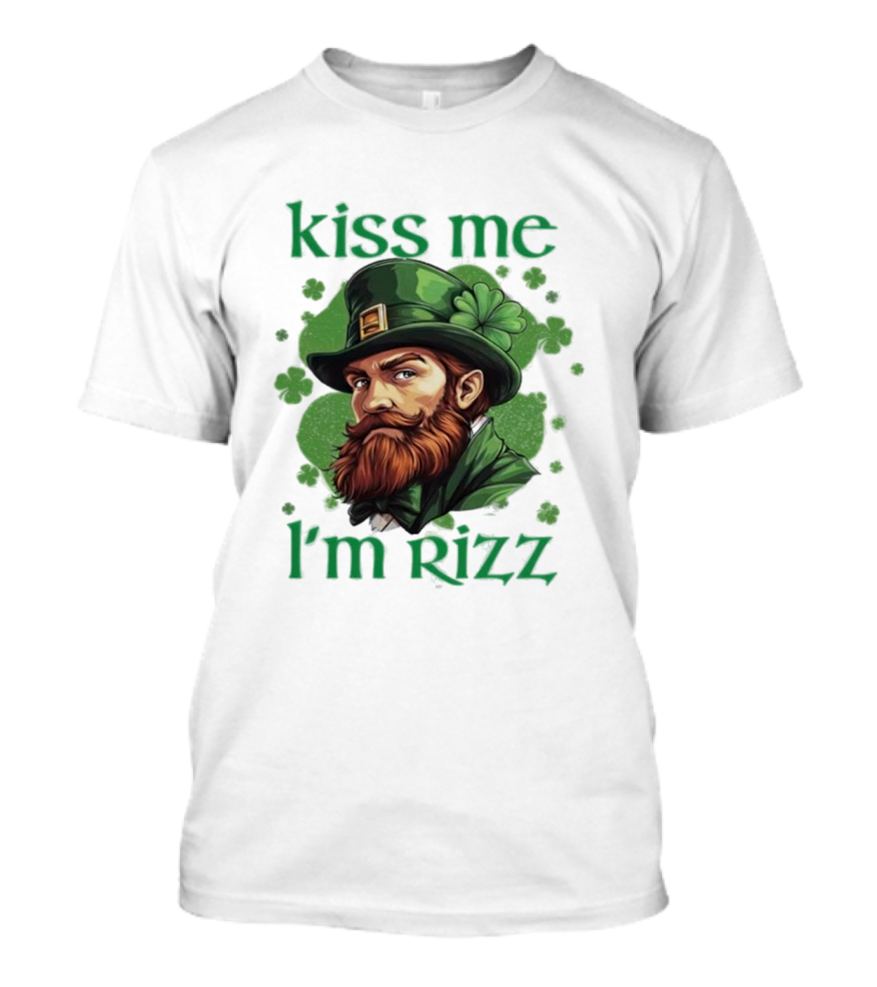 Kiss Me I'm Rizz St Patrick's Day Leprechaun Hat Shamrocks T-Shirt