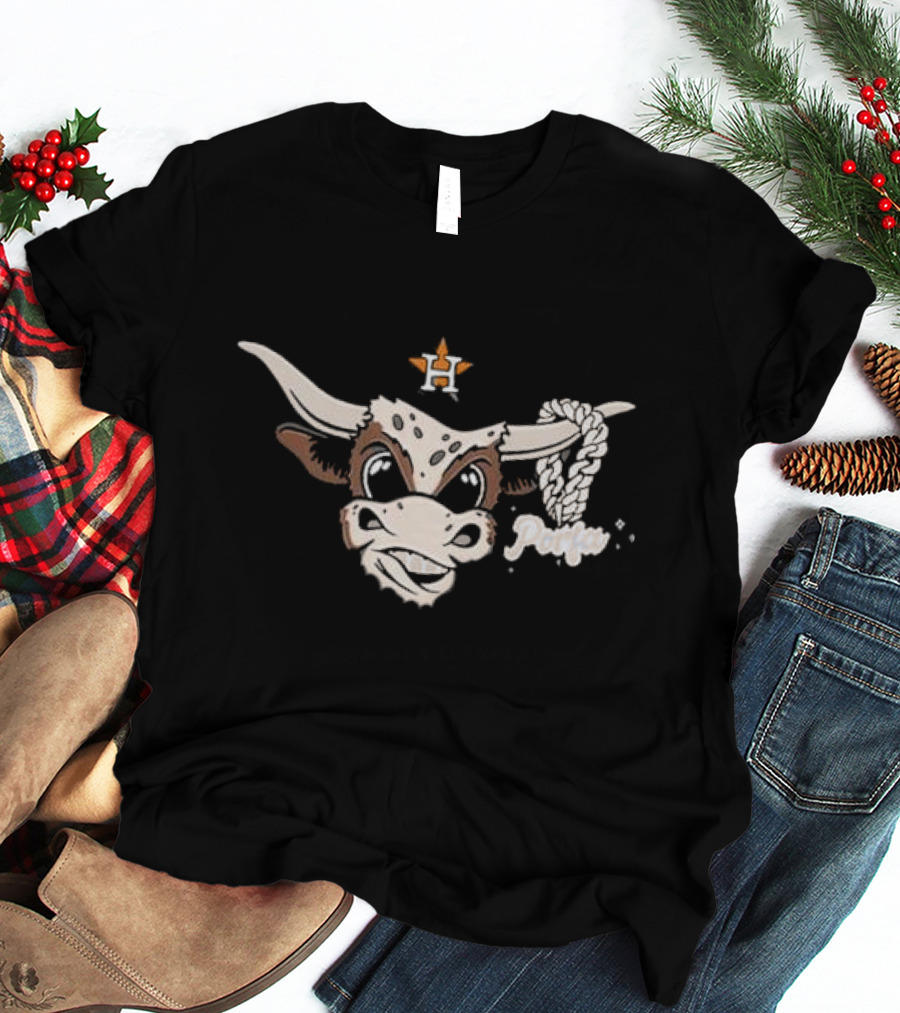 Houston Bull With Rope Chain And Por Favor Text T-Shirt