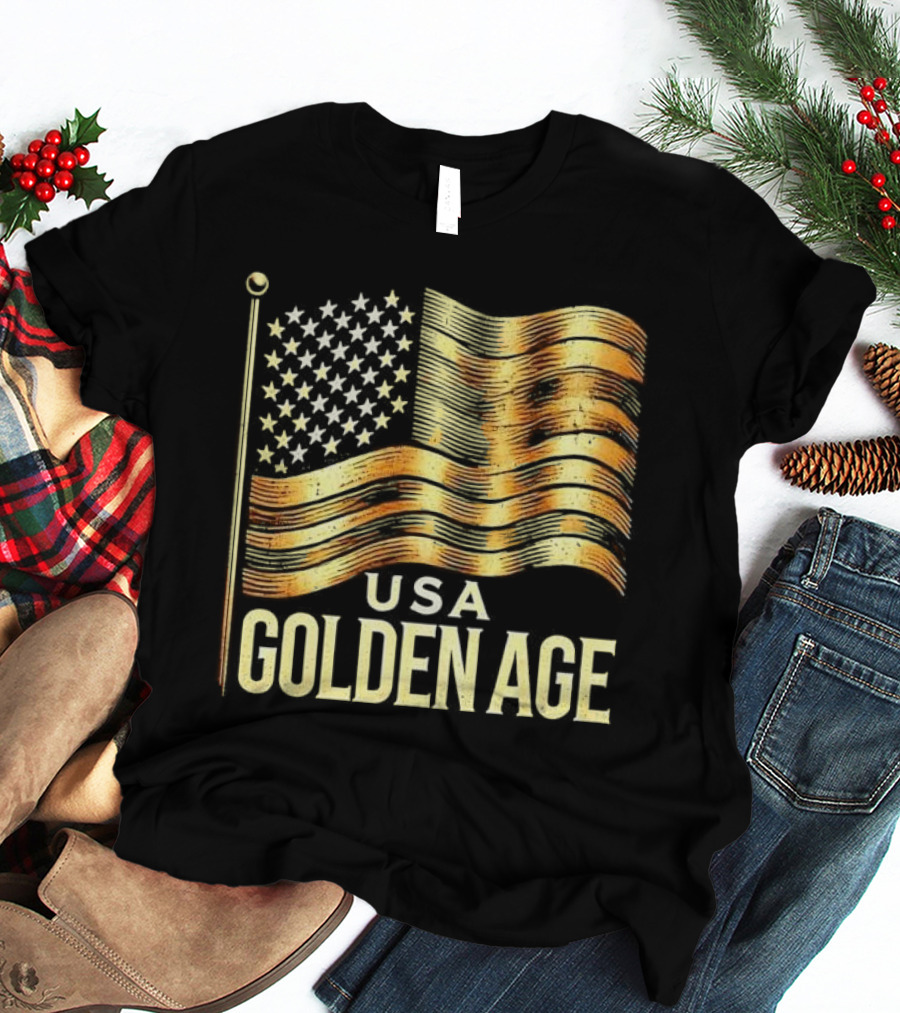 USA Golden Age Golden American Flag T-Shirt