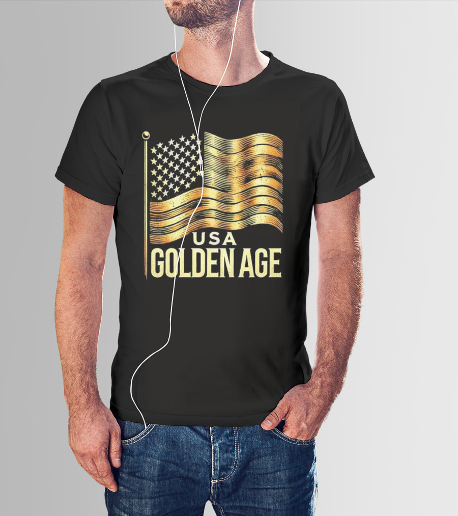 USA Golden Age Golden American Flag T-Shirt