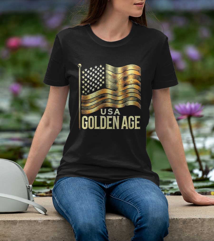 USA Golden Age Golden American Flag T-Shirt