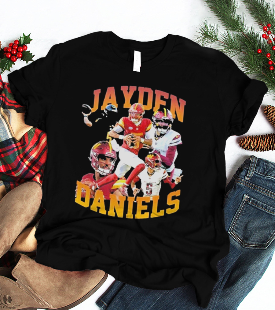 Jayden Daniels Washington Commanders Football Player Collage T-Shirt