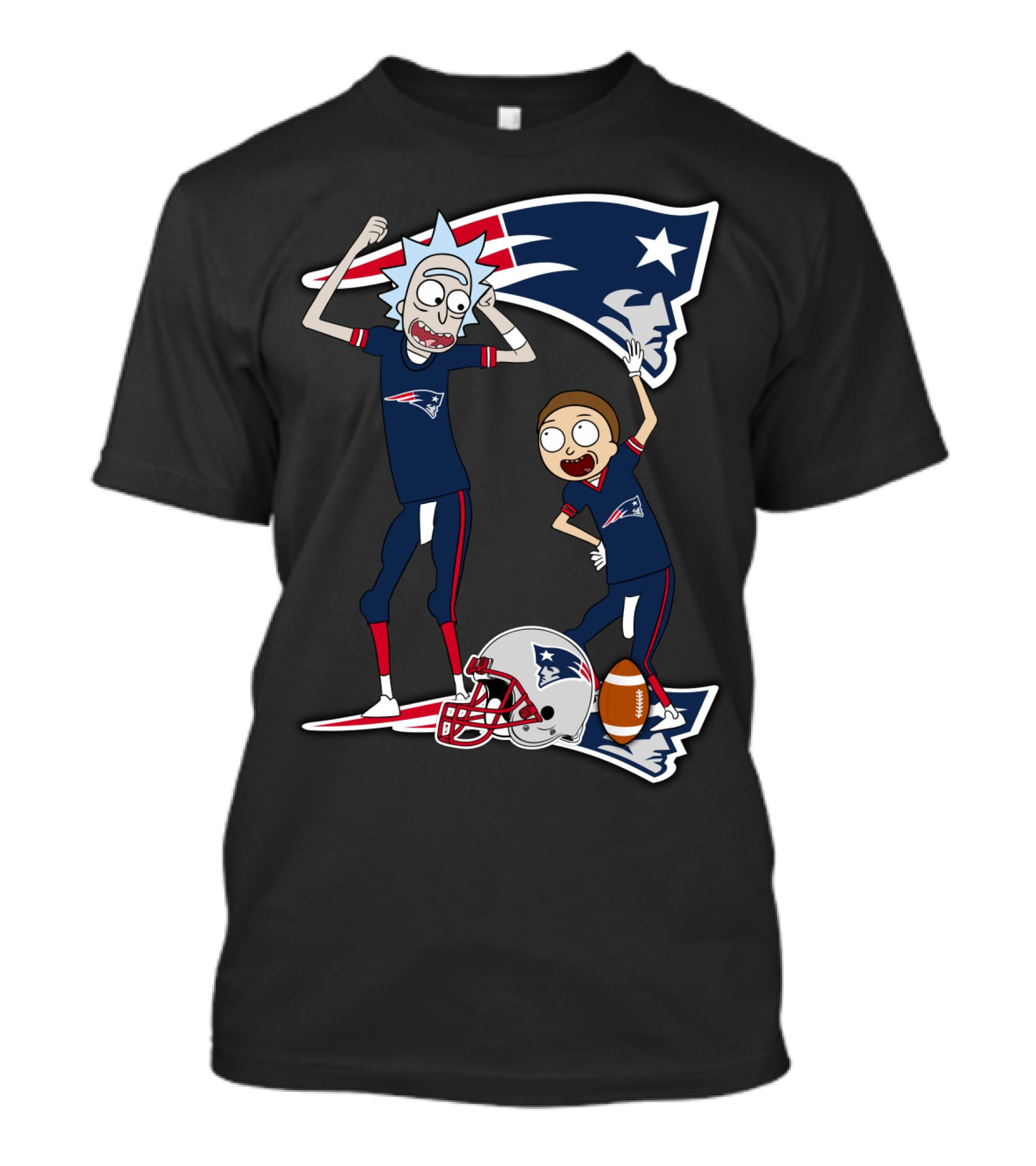 Rick And Morty New England Patriots NFL Crossover T-Shirt