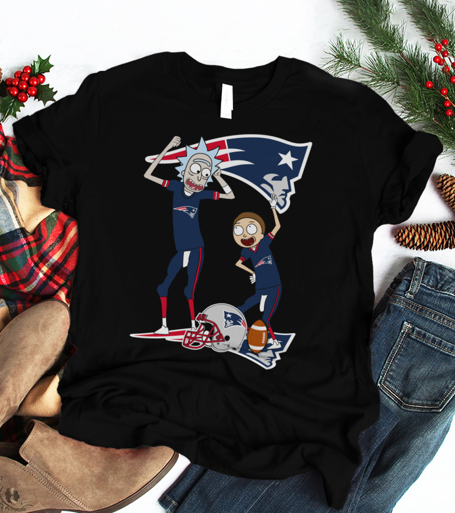 Rick And Morty New England Patriots NFL Crossover T-Shirt