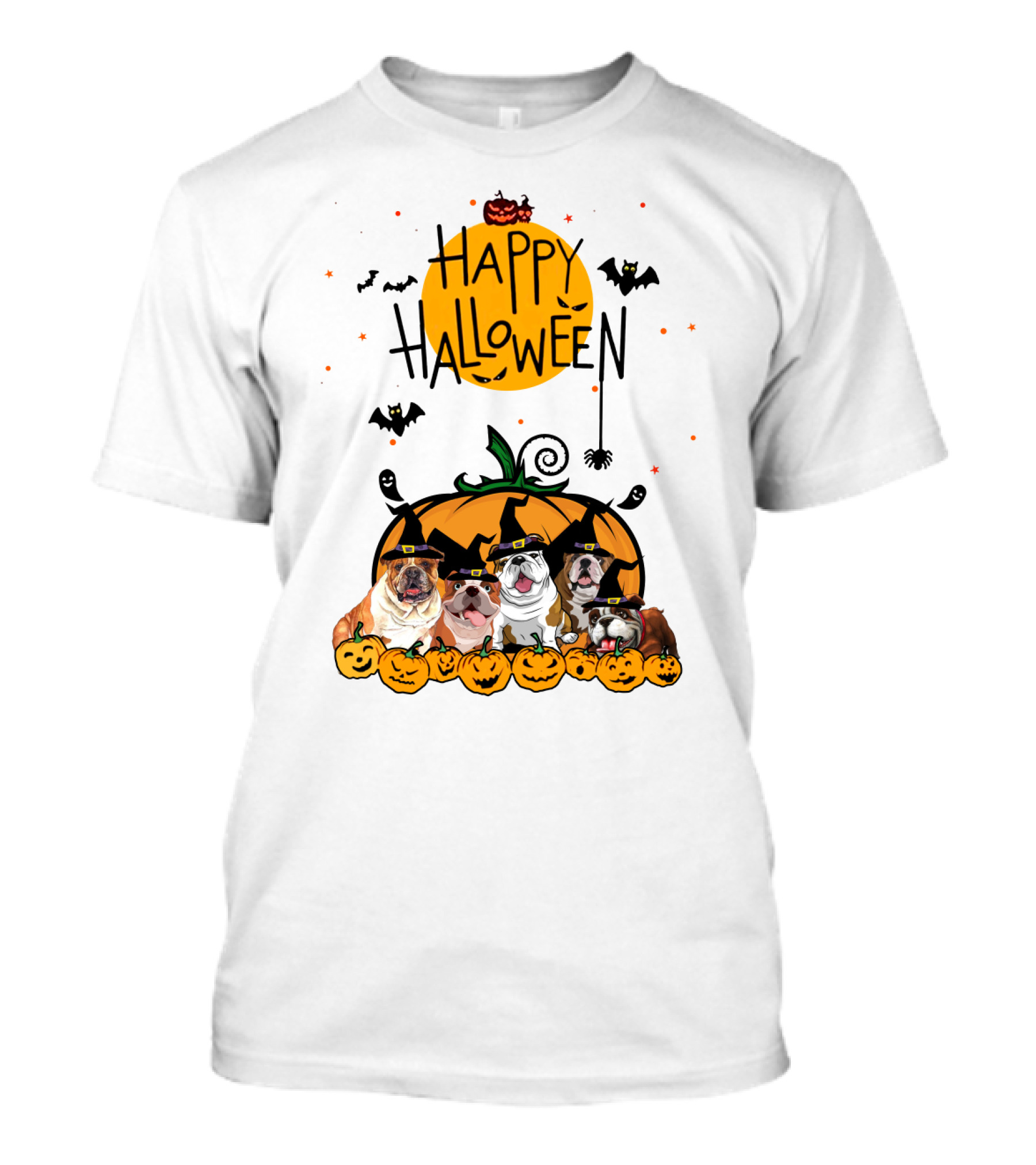 Bulldogs Happy Halloween Pumpkin Bats Spooky T-Shirt