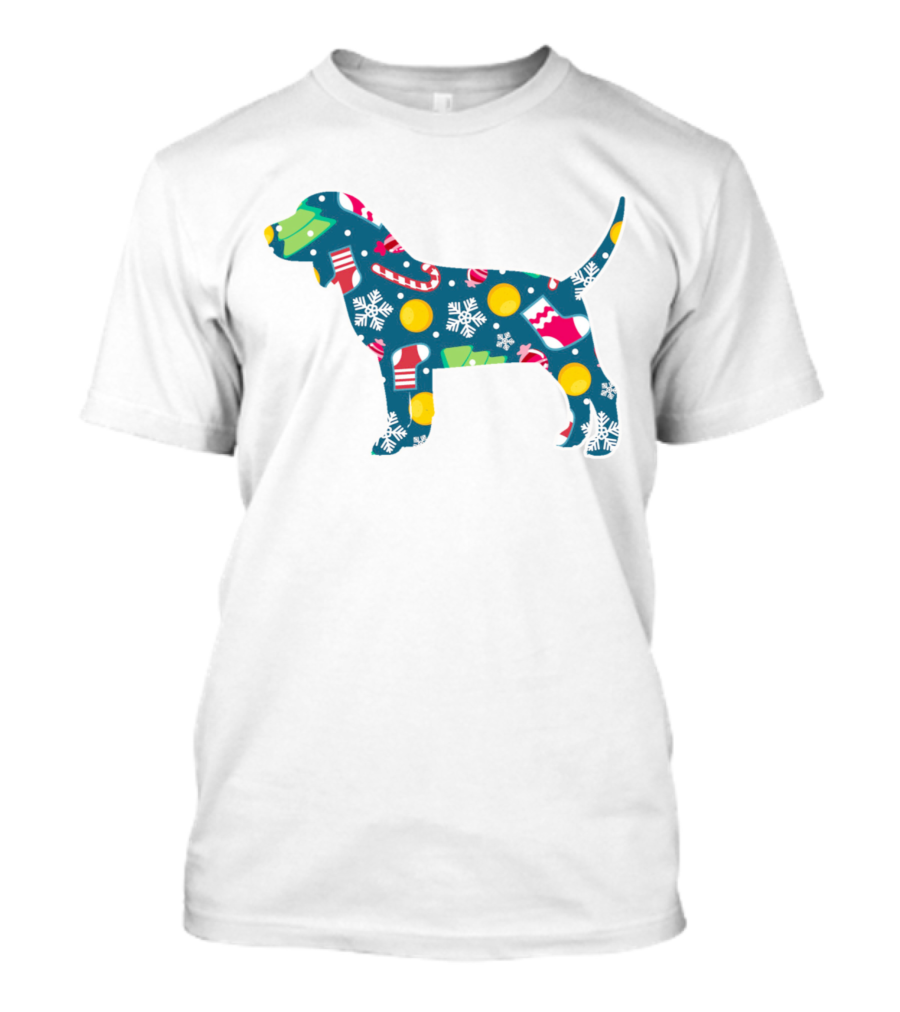 Dog Lover Christmas Beagle With Festive Floral T-Shirt