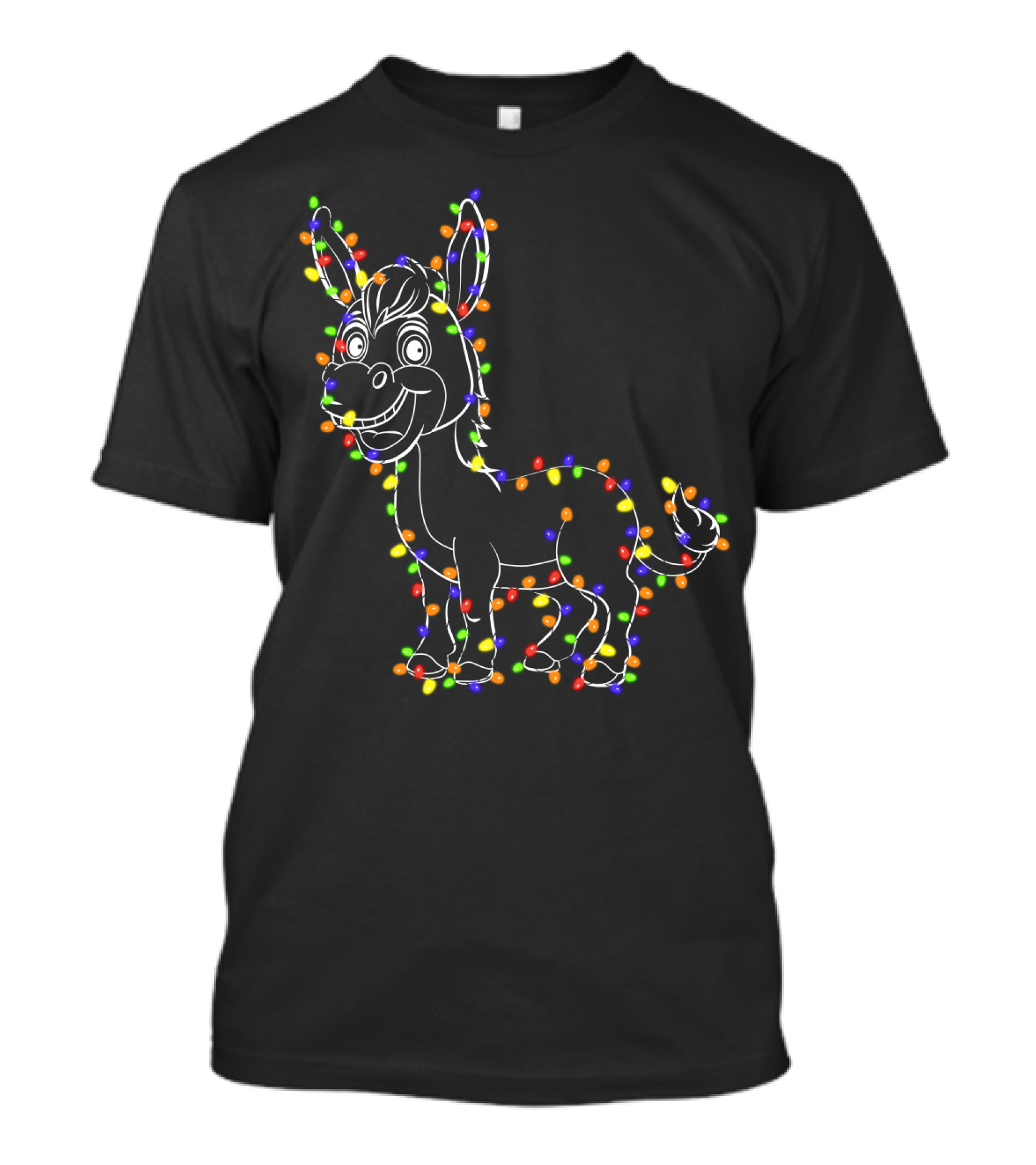 Donkey Wrapped In Christmas Lights Festive T-Shirt