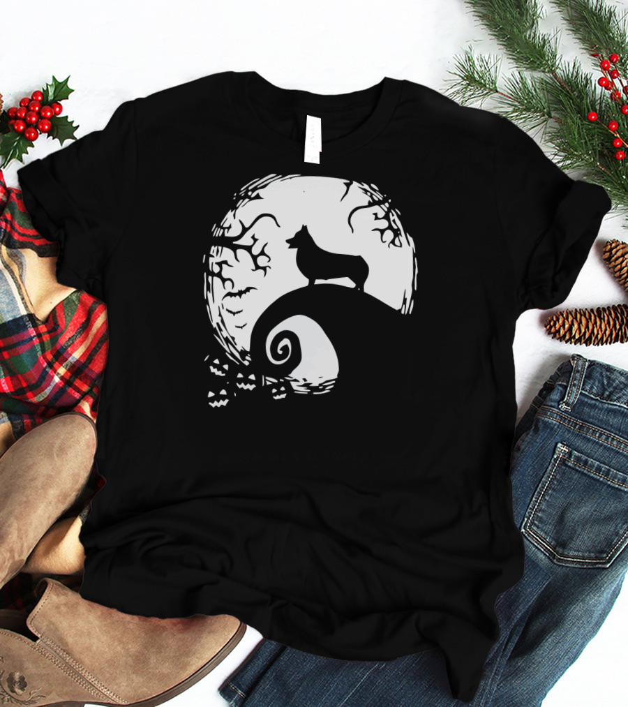 Halloween Corgi Nightmare Hill Moonlight T-Shirt