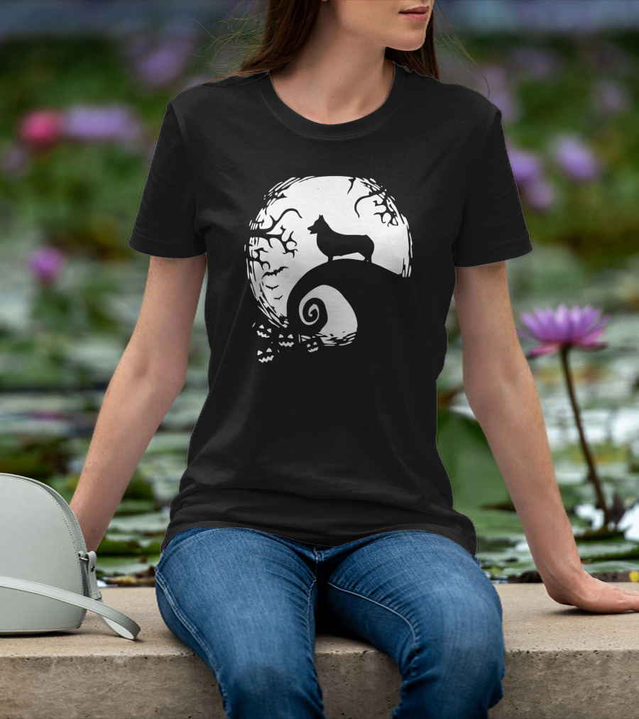 Halloween Corgi Nightmare Hill Moonlight T-Shirt