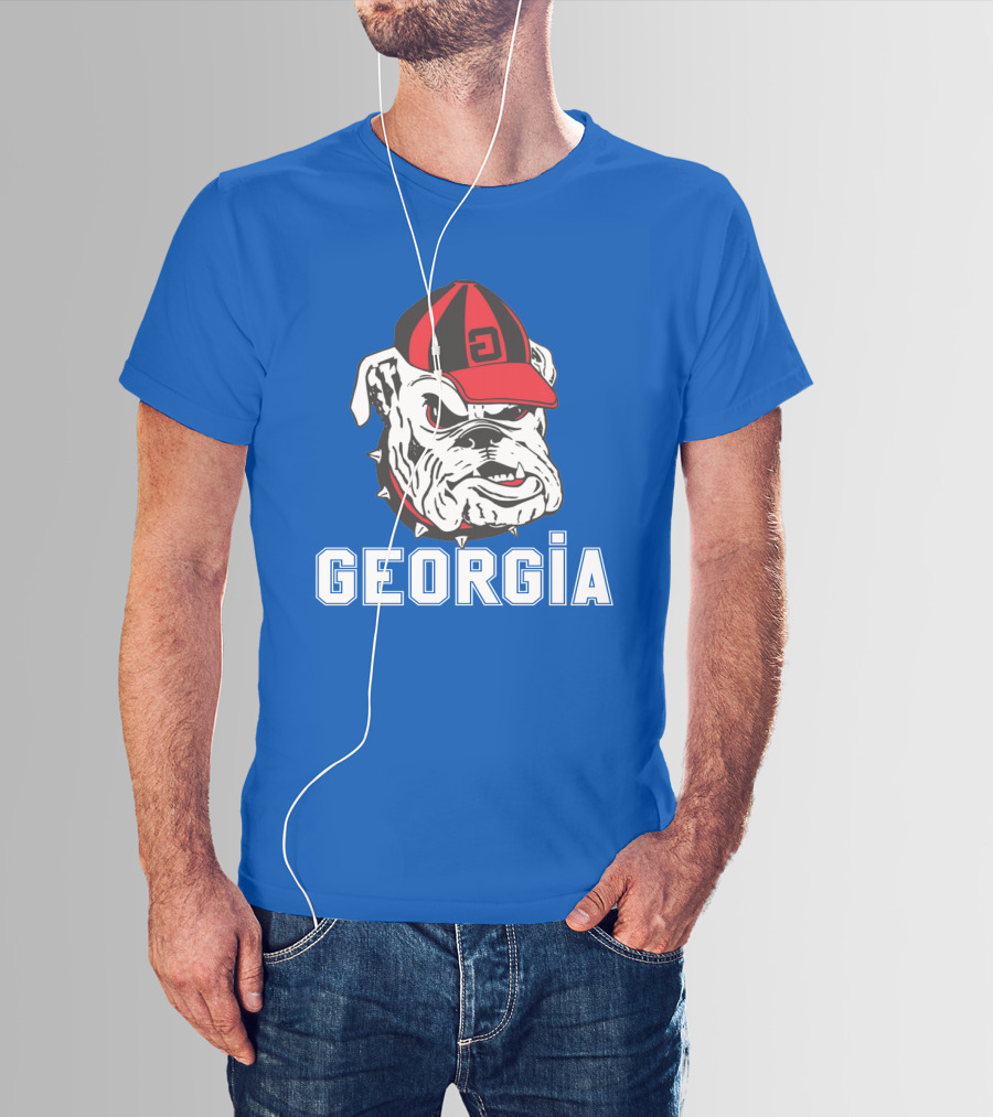 Georgia Bulldogs Vintage Red And Black Cap Bulldog T-Shirt