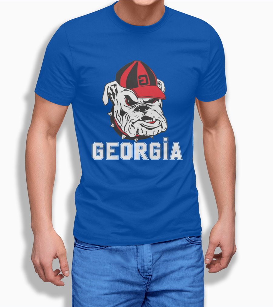 Georgia Bulldogs Vintage Red and Black Cap Bulldog T-Shirt