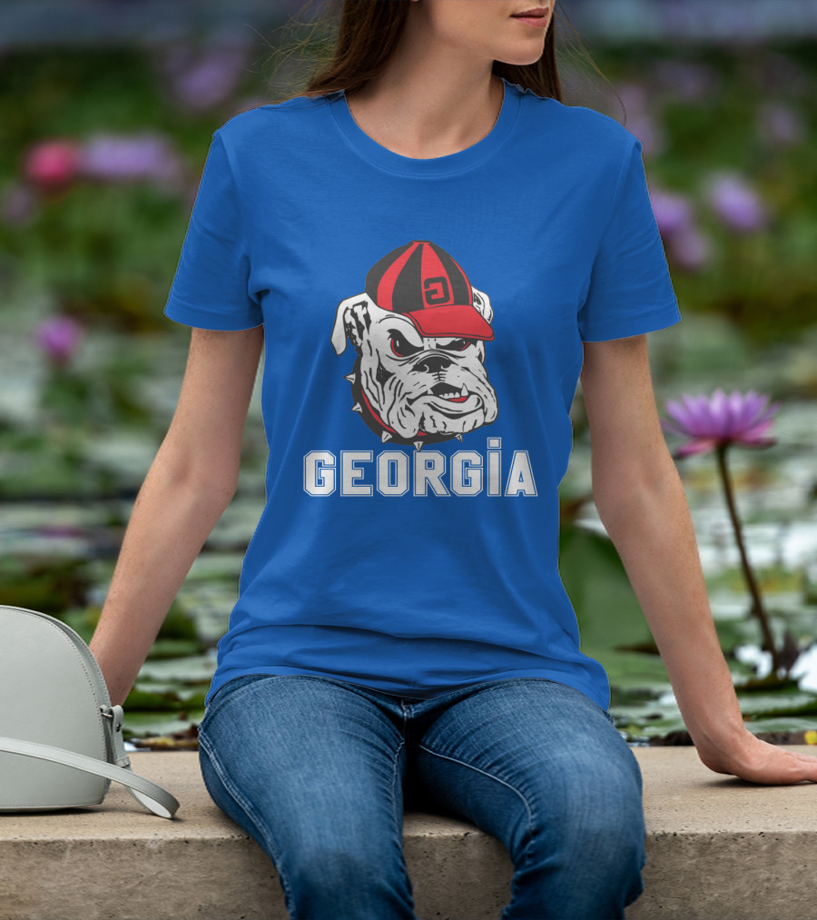 Georgia Bulldogs Vintage Red And Black Cap Bulldog T-Shirt