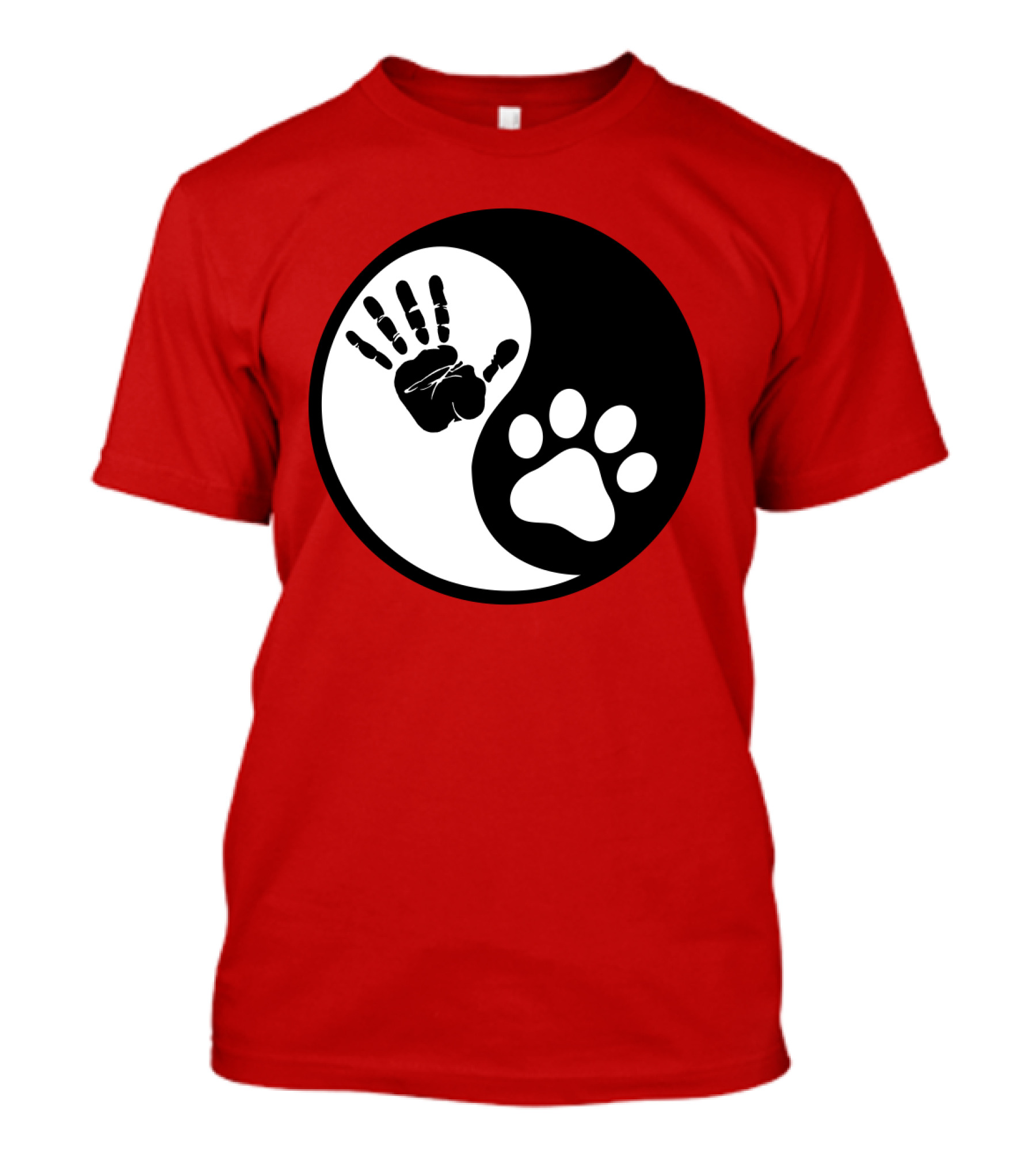 Yin Yang Hand Paw Print Best Dog Harmony T-Shirt