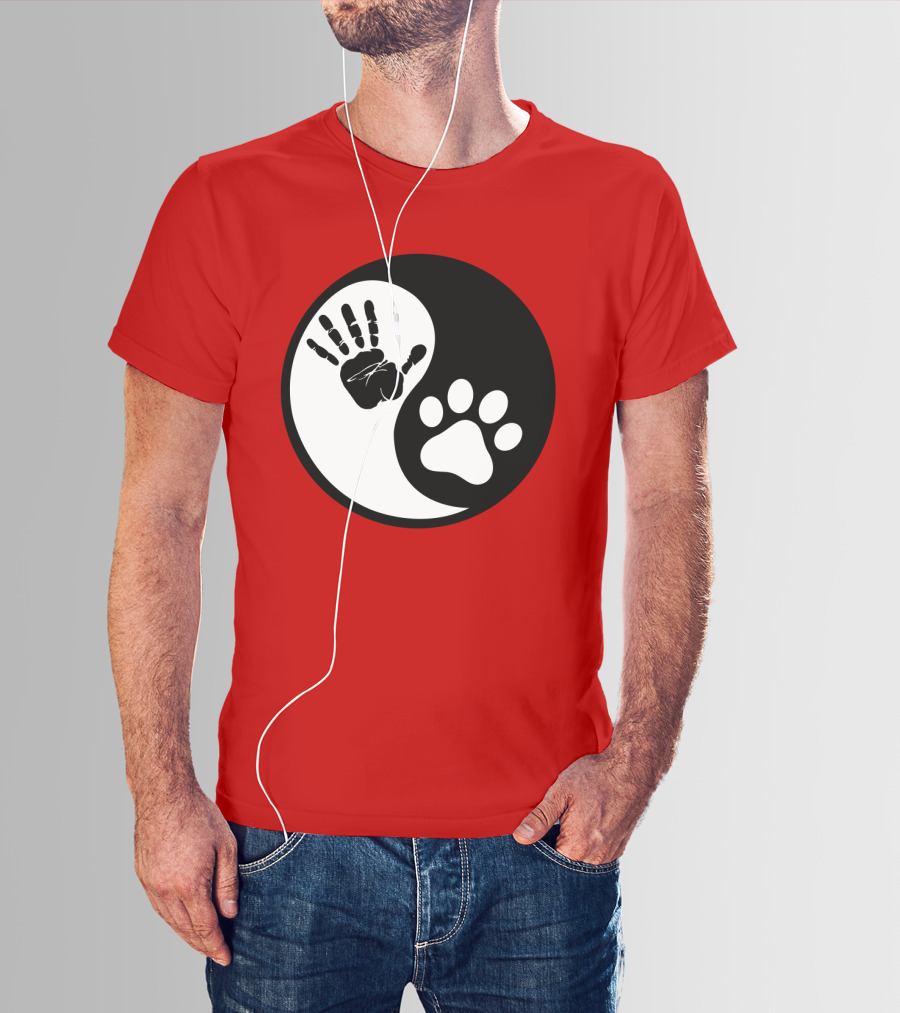 Yin Yang Hand Paw Print Best Dog Harmony T-Shirt