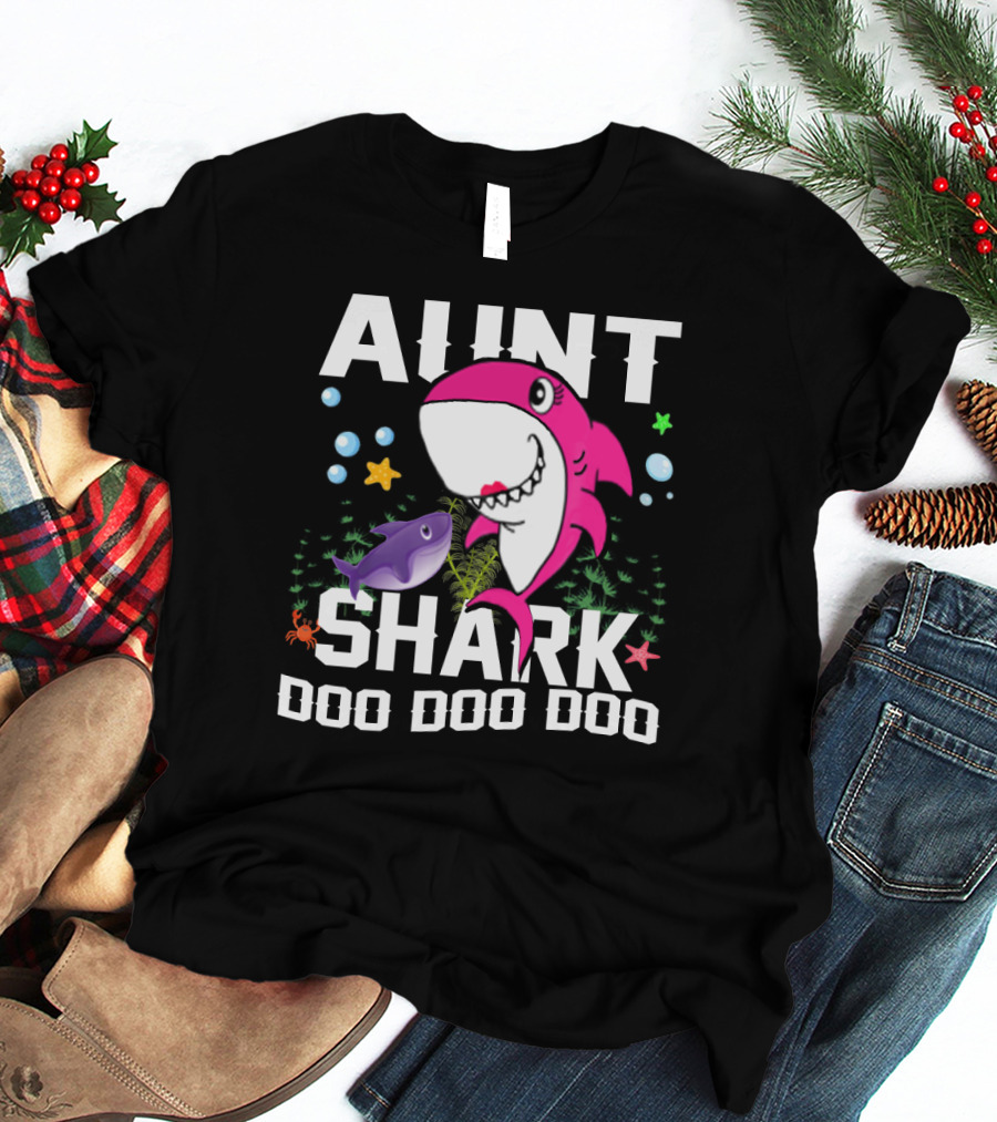 Aunt Shark Doo Doo Doo Halloween Christmas T-Shirt