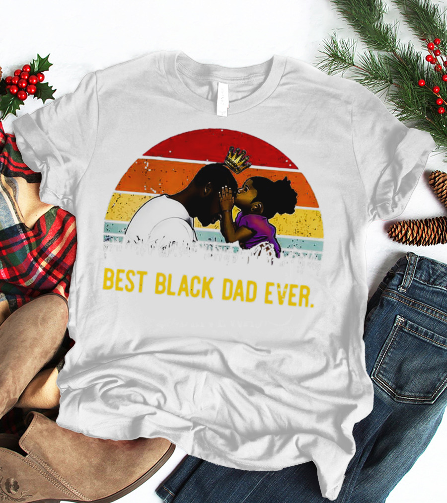 BEST BLACK DAD EVER CROWN SUNSET STRIPES T-Shirt