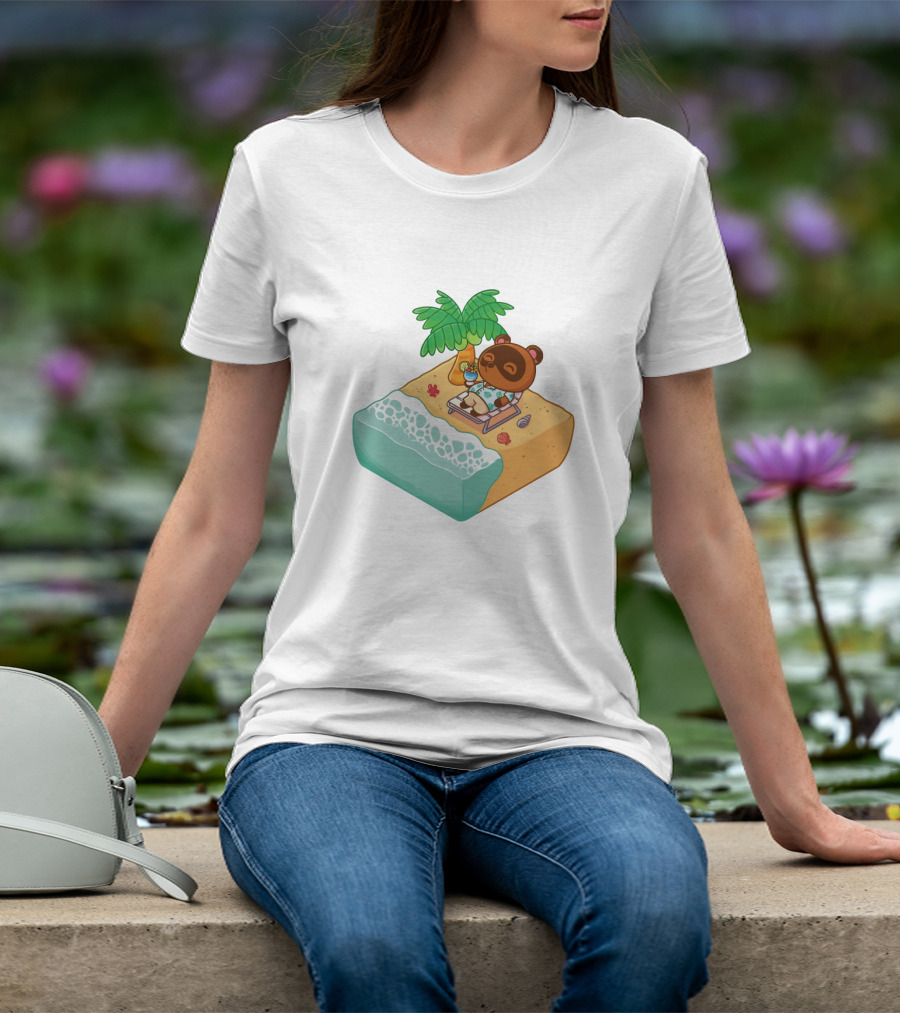 Tom Nook Beach Relaxation Paradise Island Scene T-Shirt