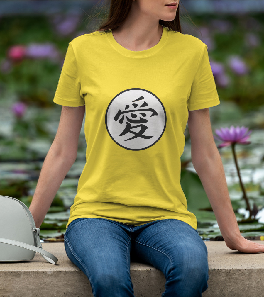 CalebCity Merch Love Kanji Symbol Yellow Circle T-Shirt