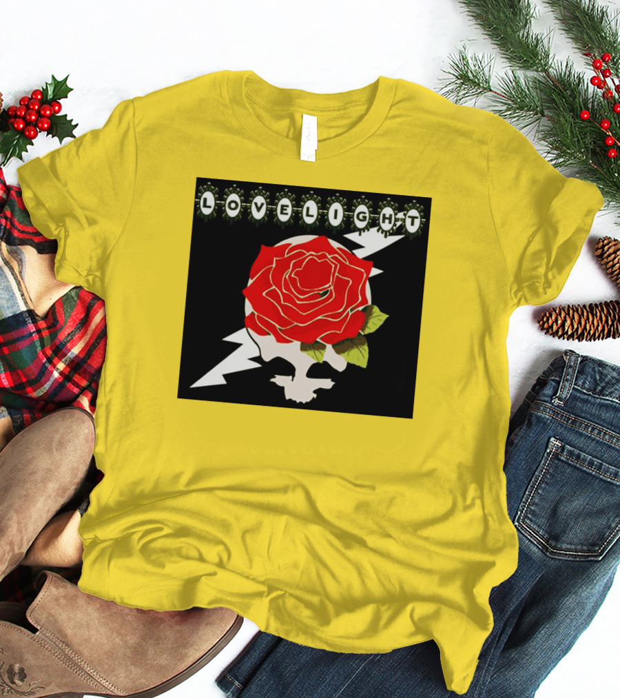 Lovelight Rose Skull With Lightning Bolt T-Shirt