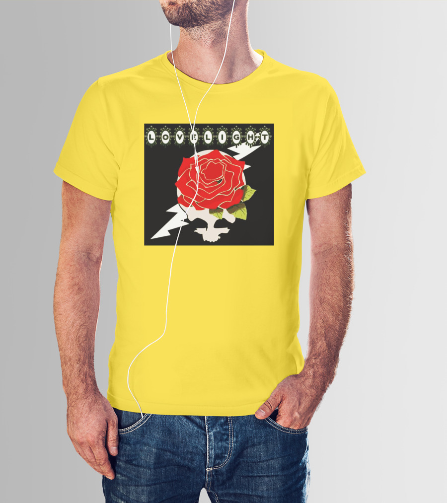 Lovelight Rose Skull With Lightning Bolt T-Shirt