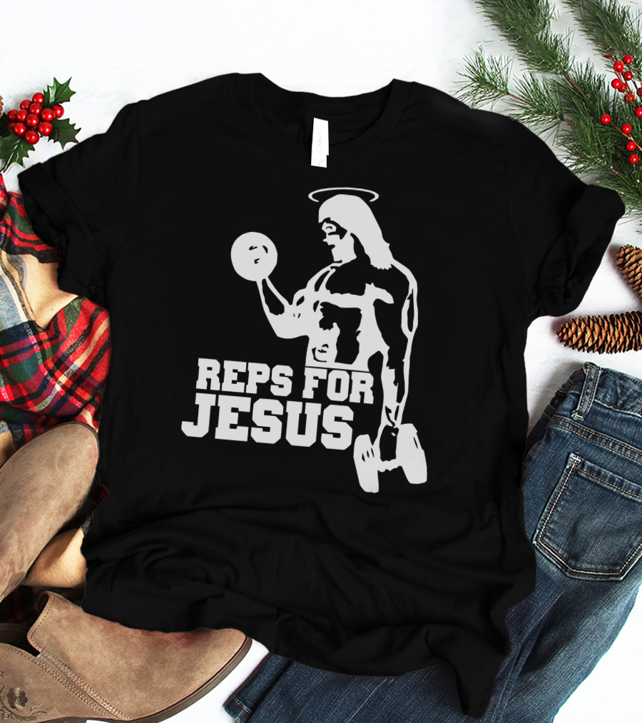 Reps For Jesus Weightlifting Motivational Fitness T-Shirt