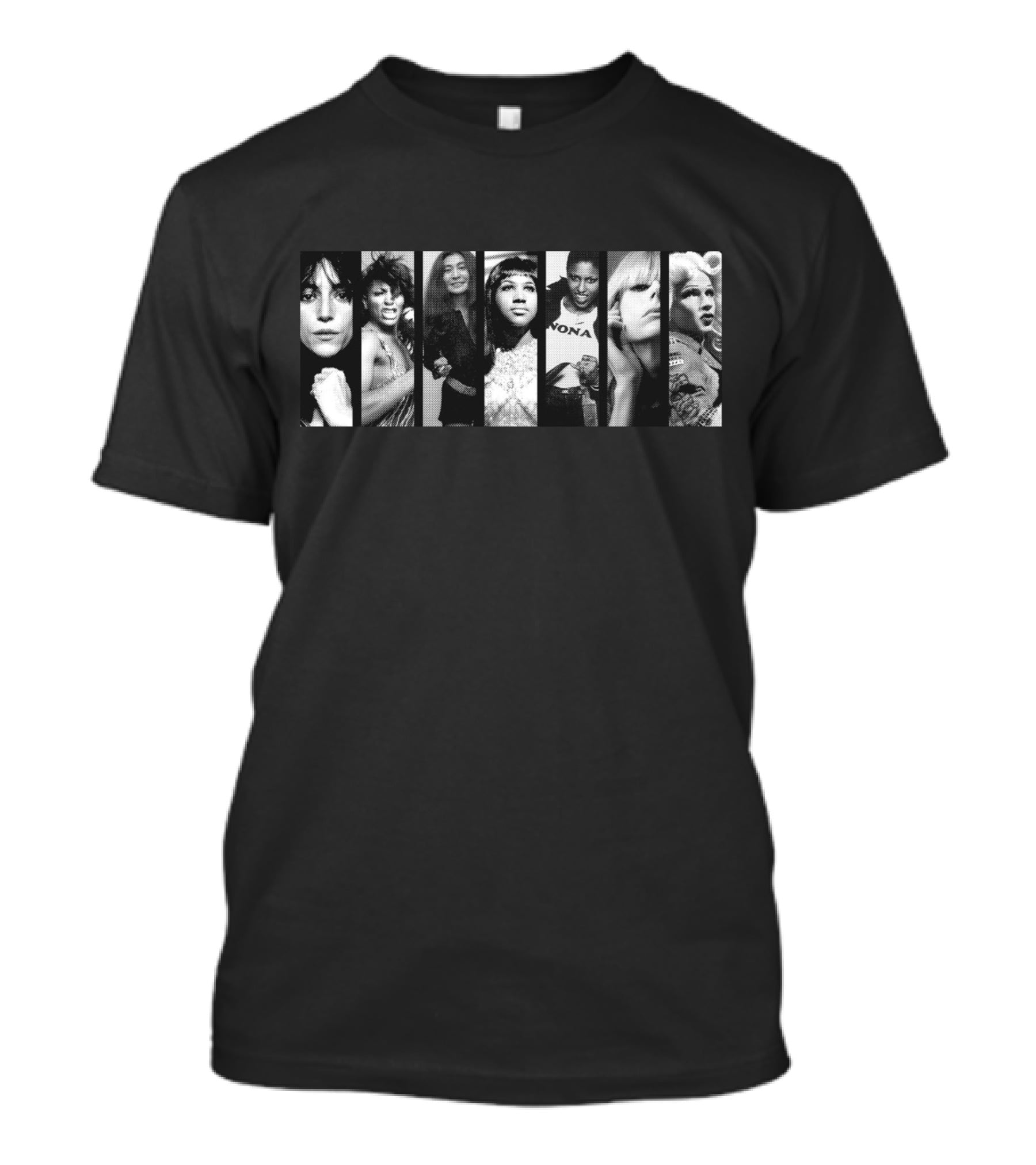 Midnight Radio Iconic Female Artists Black And White Montage T-Shirt