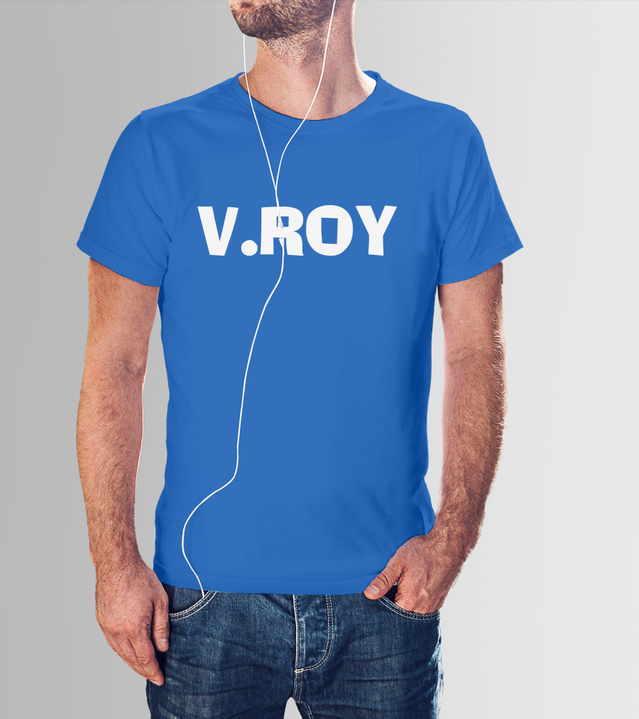 V Roy Classic Blue Typography T-Shirt