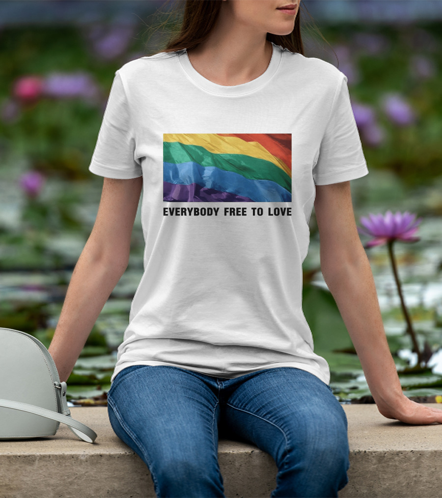 Everybody Free To Love Pride Rainbow Flag T-Shirt