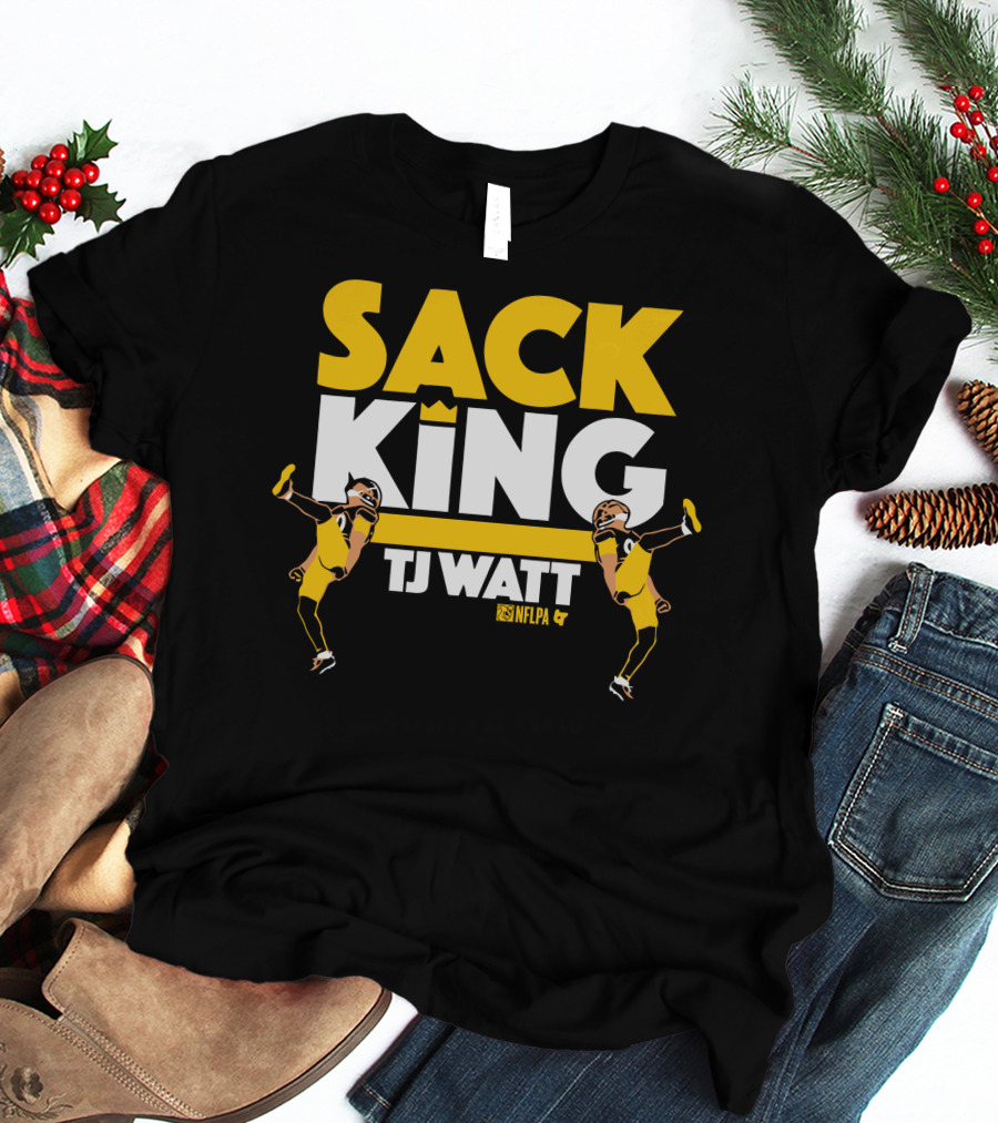 Sack King TJ Watt NFLPA Black And Gold T-Shirt