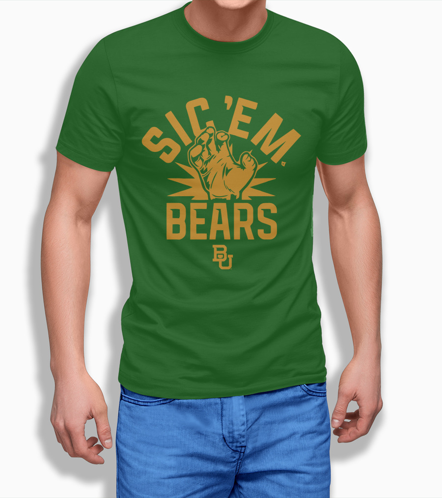 Sic 'Em Bears BU Baylor Paw Green Gold T-Shirt