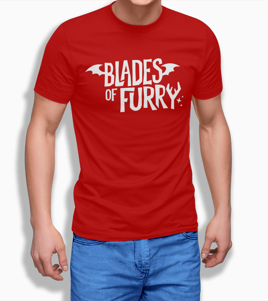 Blades Of Furry Text With Bat Wings And Stars T-Shirt