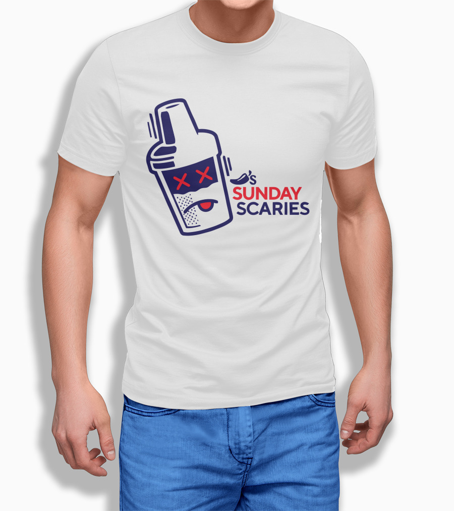Chili's Sunday Scaries Drink Shaker Icon with Fun Expression T-Shirt