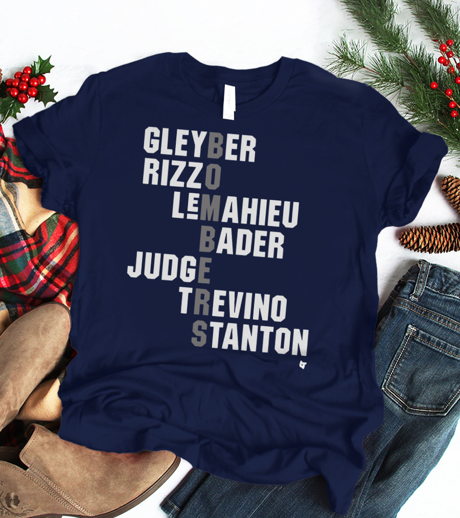 Yankees Bombers Player Names Gleyber Rizzo Judge LeMahieu Bader Trevino Stanton T-Shirt