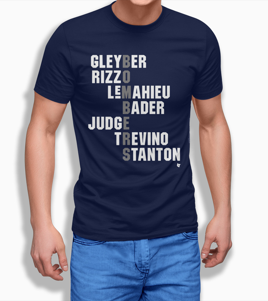 Yankees Bombers Player Names Gleyber Rizzo Judge LeMahieu Bader Trevino Stanton T-Shirt