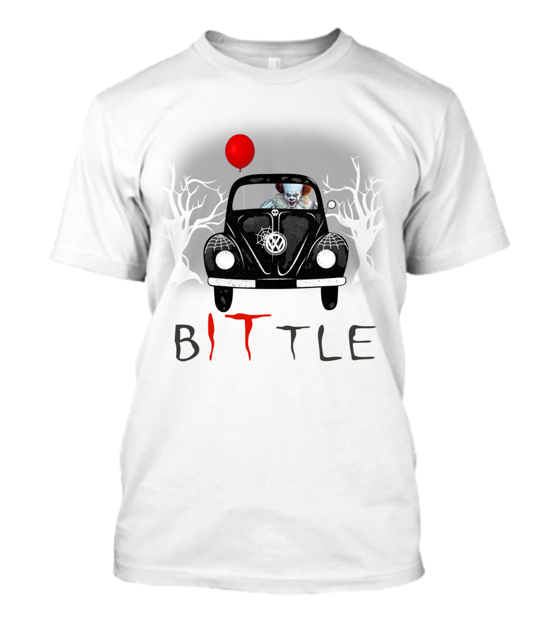 Pennywise IT Clown Driving Volkswagen Beetle With Red Balloon Bittle T-Shirt