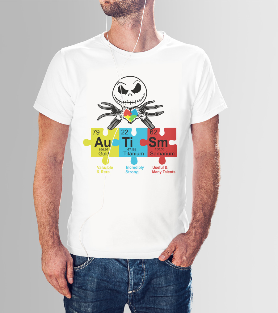 Jack Skellington AuTiSm Puzzle Periodic Table Valuable Rare Incredibly Strong Talents T-Shirt
