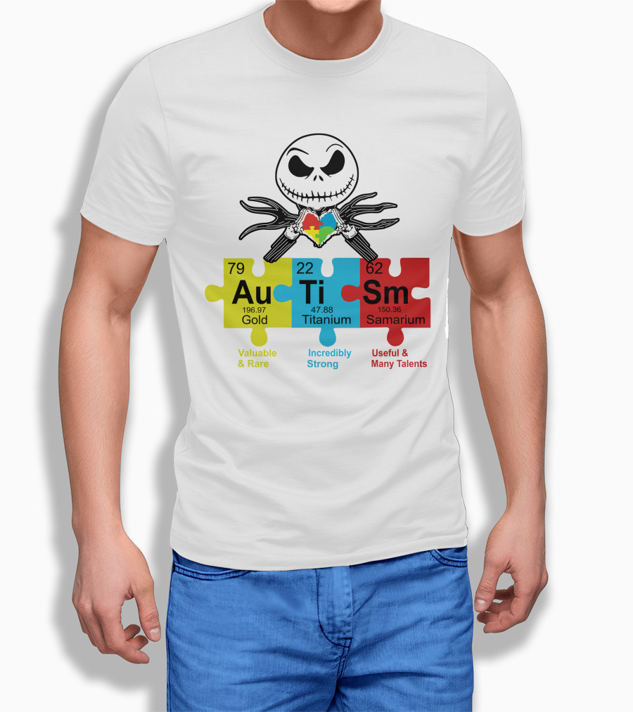 Jack Skellington AuTiSm Puzzle Periodic Table Valuable Rare Incredibly Strong Talents T-Shirt