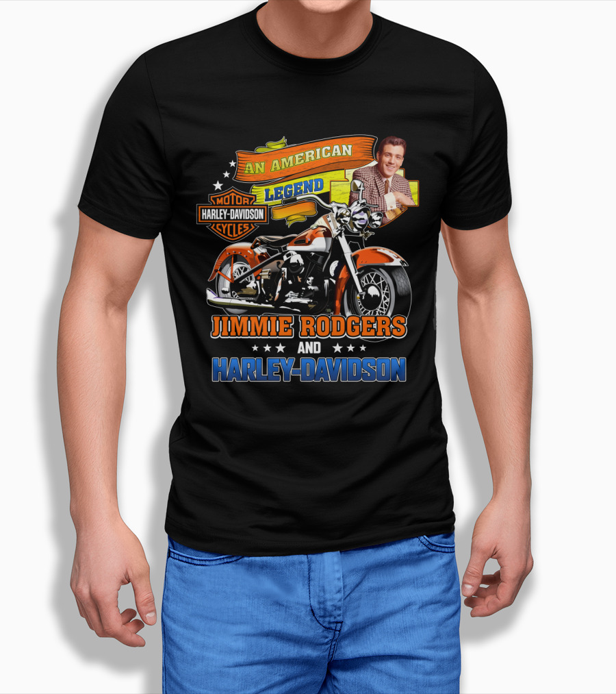 Jimmie Rodgers An American Legend With Harley Davidson Motorcycles T-Shirt