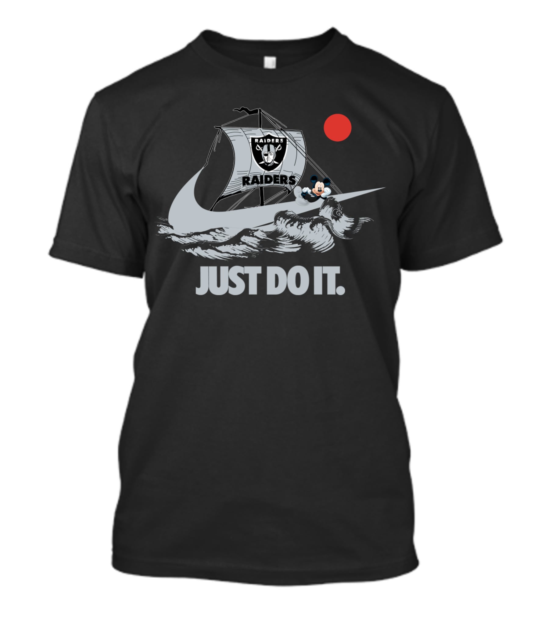 Just Do It Raiders Ship With Cartoon Mouse And Red Sun T-Shirt