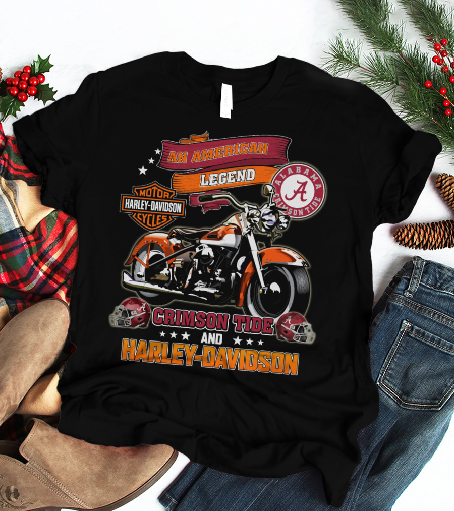 Alabama Crimson Tide An American Legend Harley Davidson Motorcycles T-Shirt