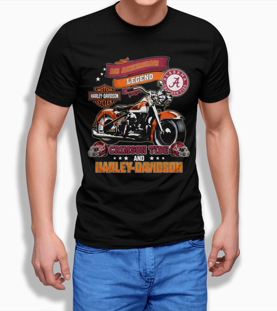 Alabama Crimson Tide An American Legend Harley Davidson Motorcycles T-Shirt