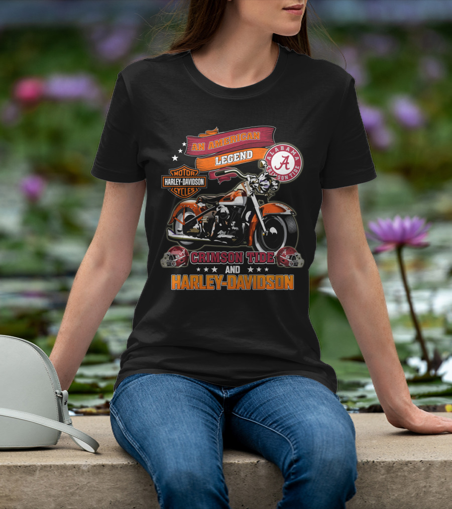 Alabama Crimson Tide An American Legend Harley Davidson Motorcycles T-Shirt