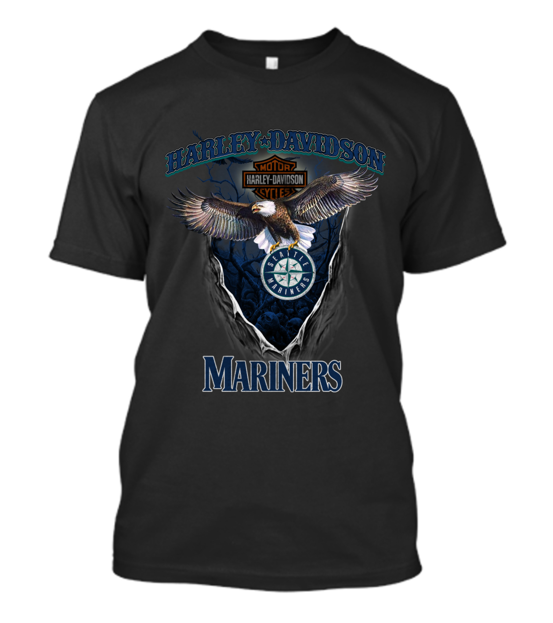 Harley Davidson Seattle Mariners Eagle Logo Collaboration T-Shirt