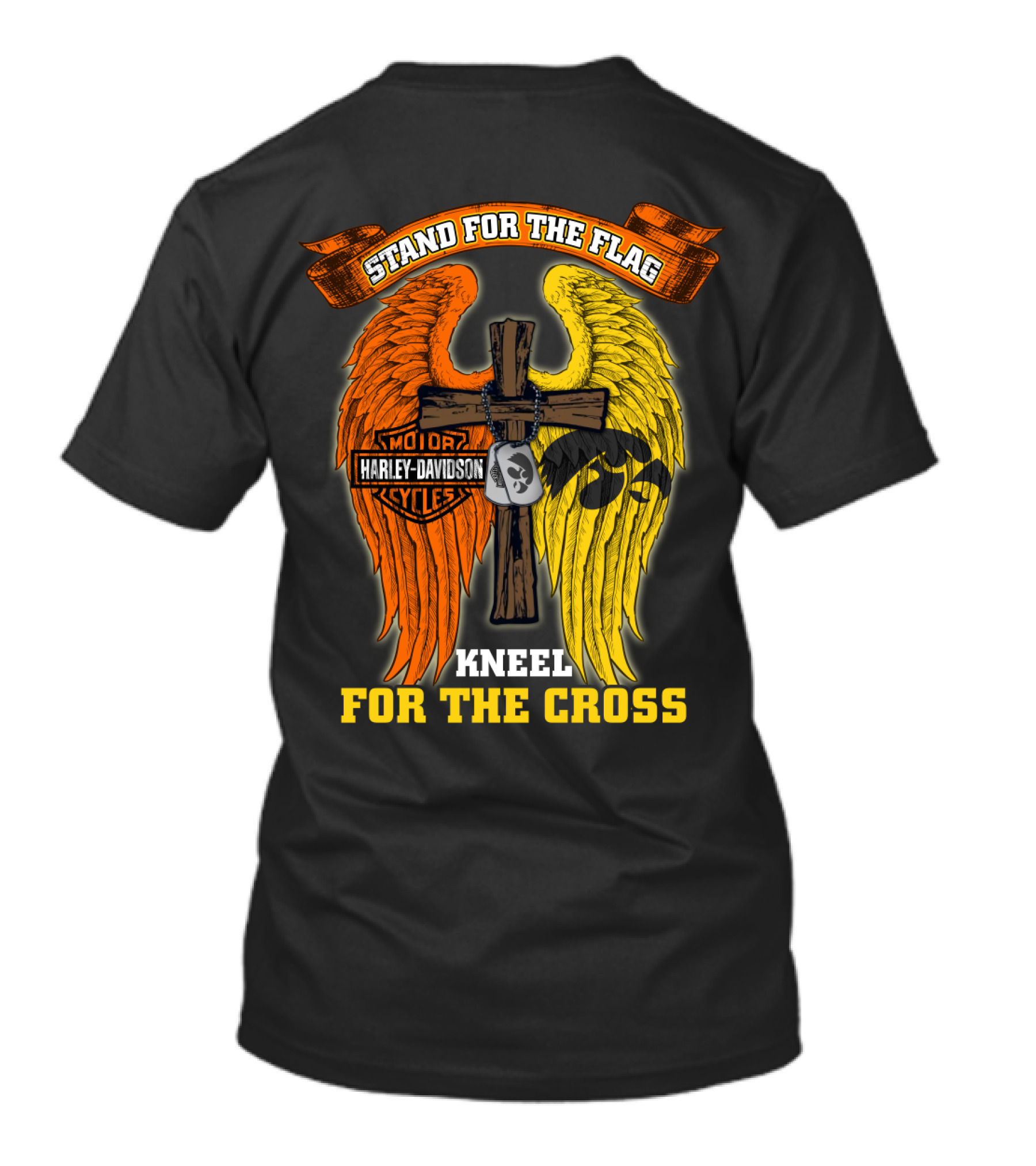 Stand For The Flag Kneel For The Cross Harley Davidson Iowa Hawkeyes T-Shirt