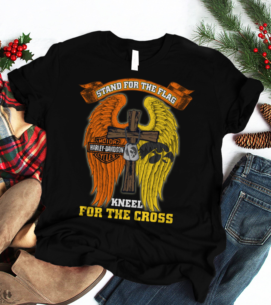 Stand For The Flag Kneel For The Cross Harley Davidson Iowa Hawkeyes T-Shirt